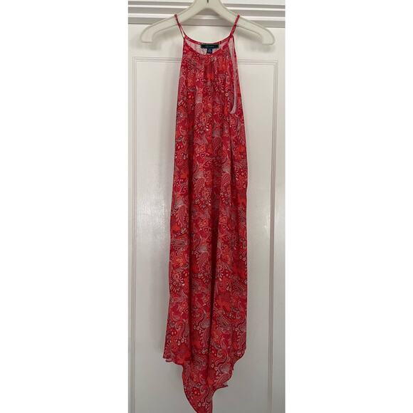 C. Wonder Women Medium Sleeveless Halter Handkerchief Hem Dress Red Paisley NWTT - Picture 1 of 10